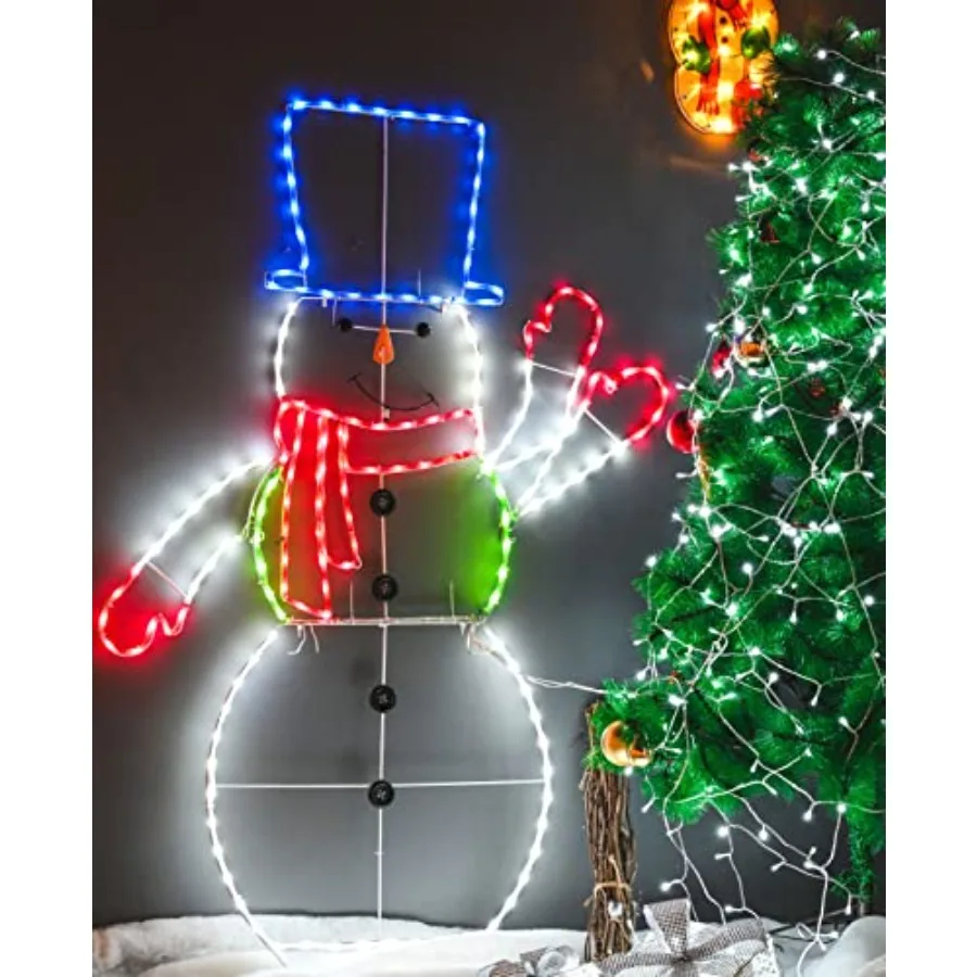 Christmas Lights Outdoor - 5FT 195 LED Snowman Light, Colorful