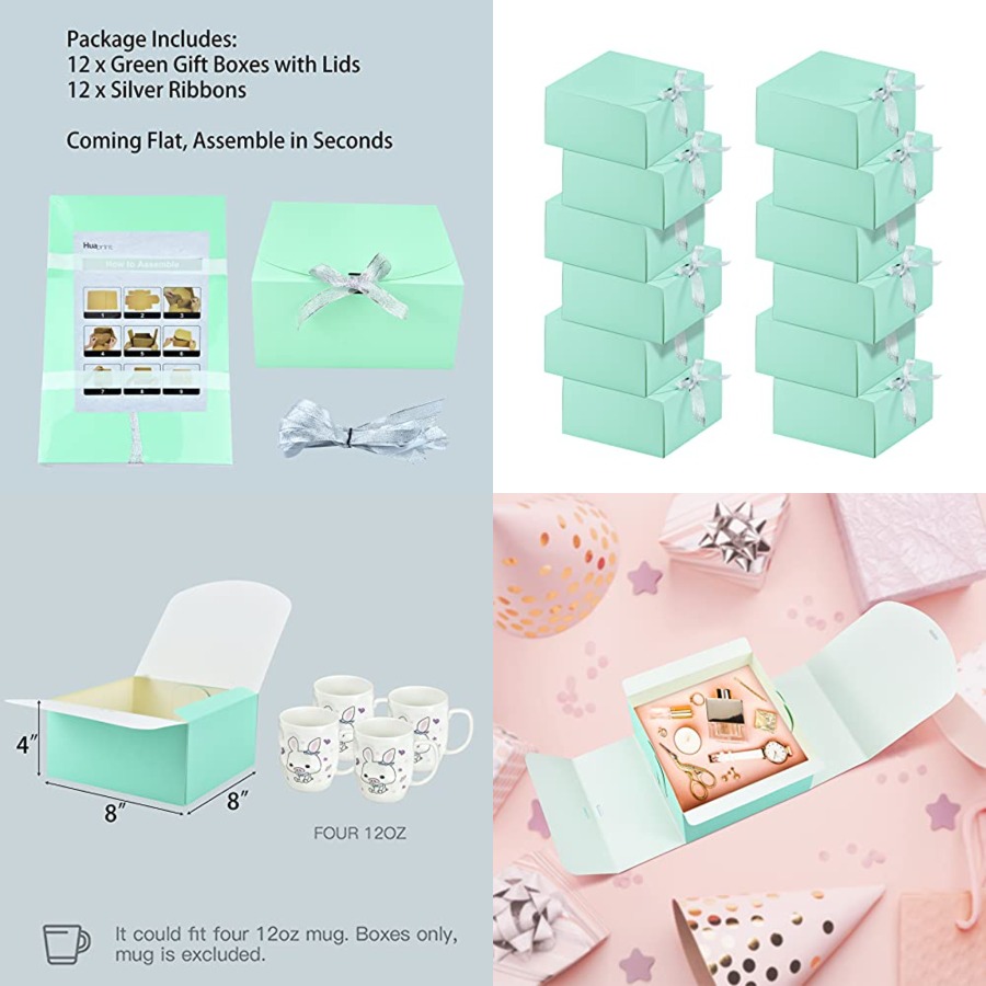 12 Sets Turquoise Green Gift B - Gift Box Wrap Set recensione e prezzo