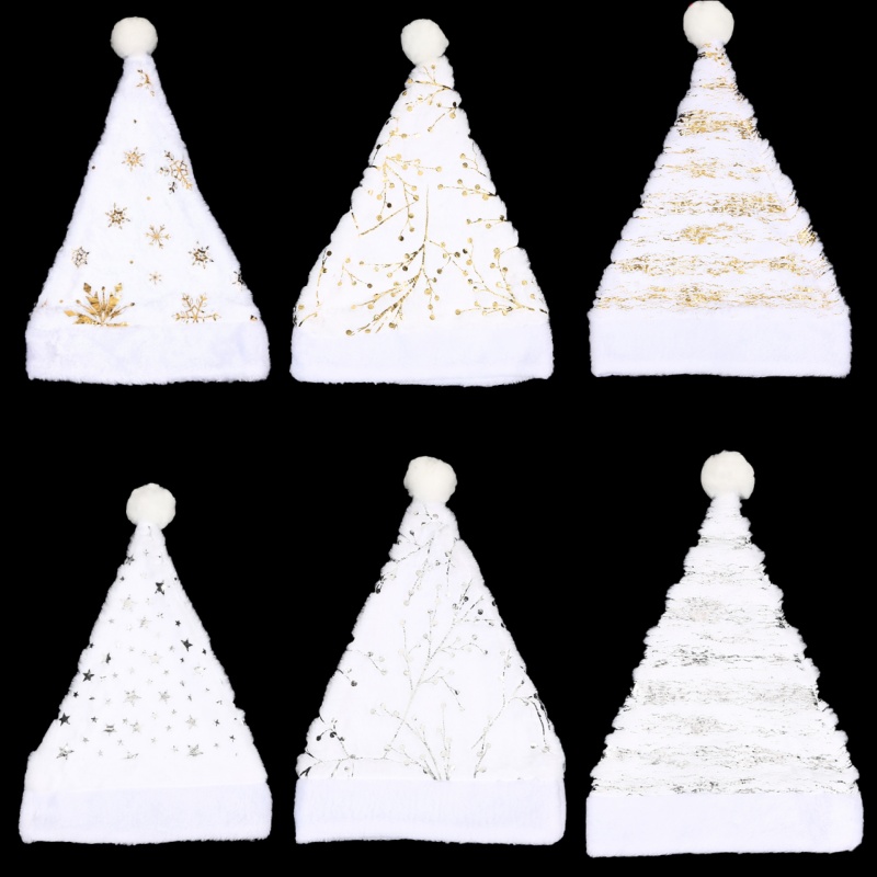 White Plush Christmas Hat Gold - Santa Hat Plush recensione e prezzo