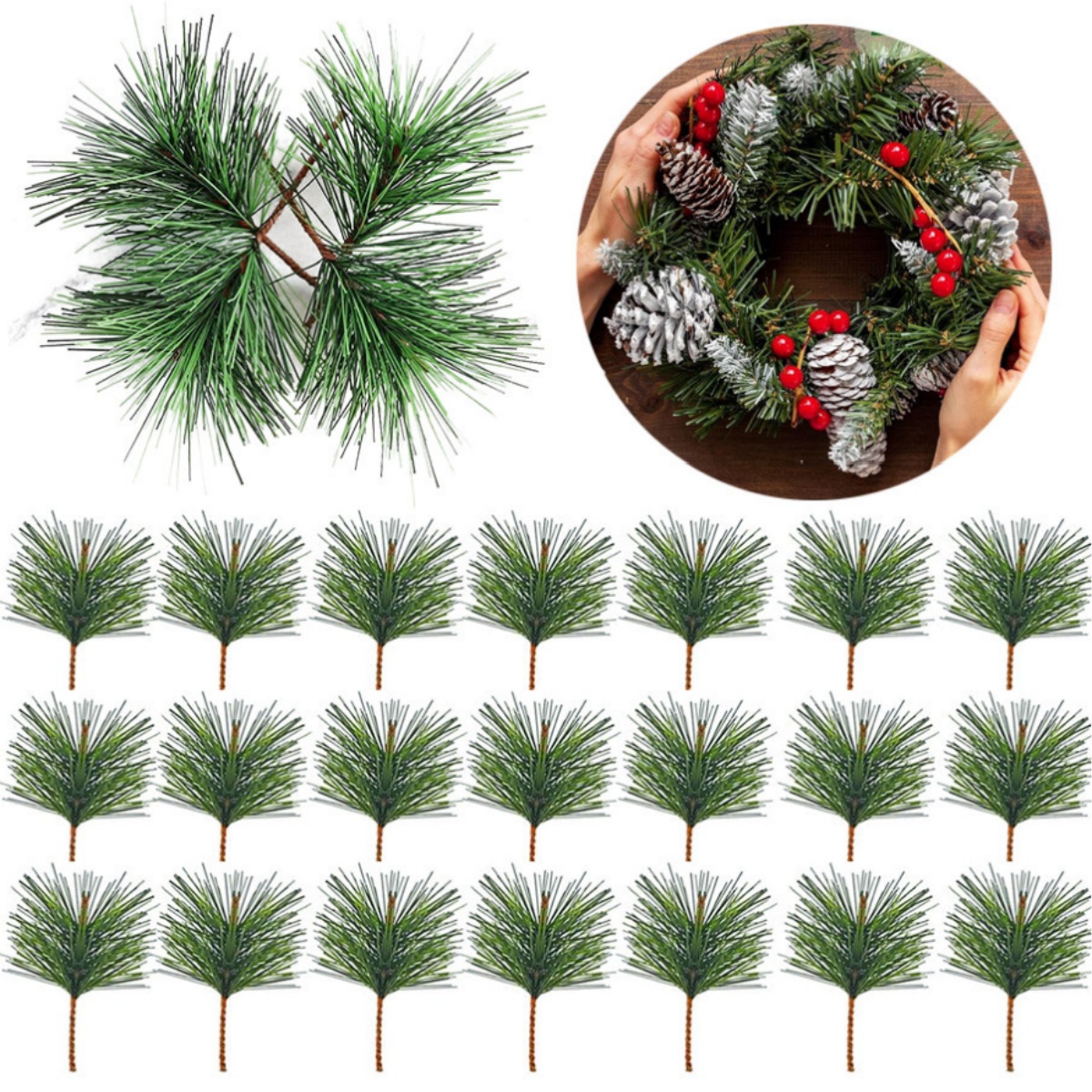 10-100pcs Artificial Green Pin - Christmas Wreath Fake recensione e prezzo