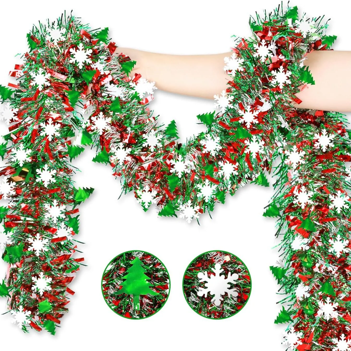 2M Christmas Snowflake Tinsel  - Tinsel Garland Decoration recensione e prezzo