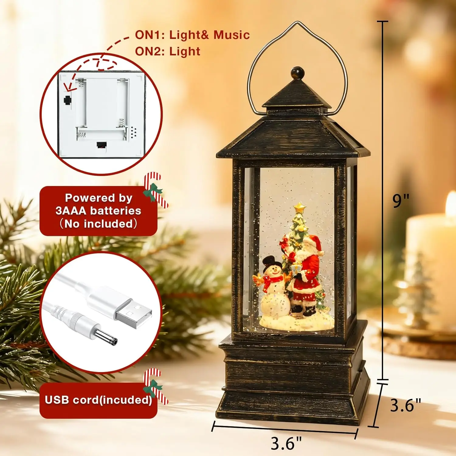 Christmas Snow Globe Lantern w - Snow Globe Musical recensione e prezzo