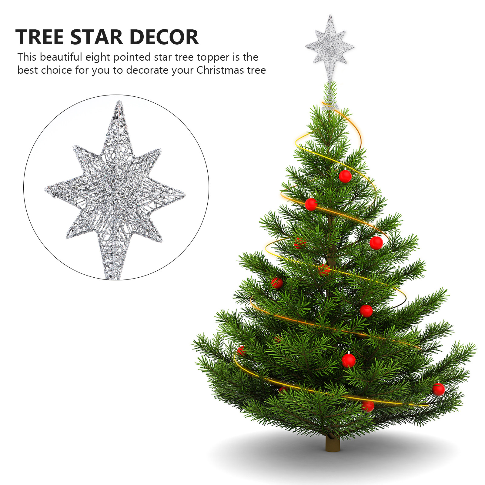 1Pcs Glittering Gold-Toned Eig - Star Tree Topper recensione e prezzo
