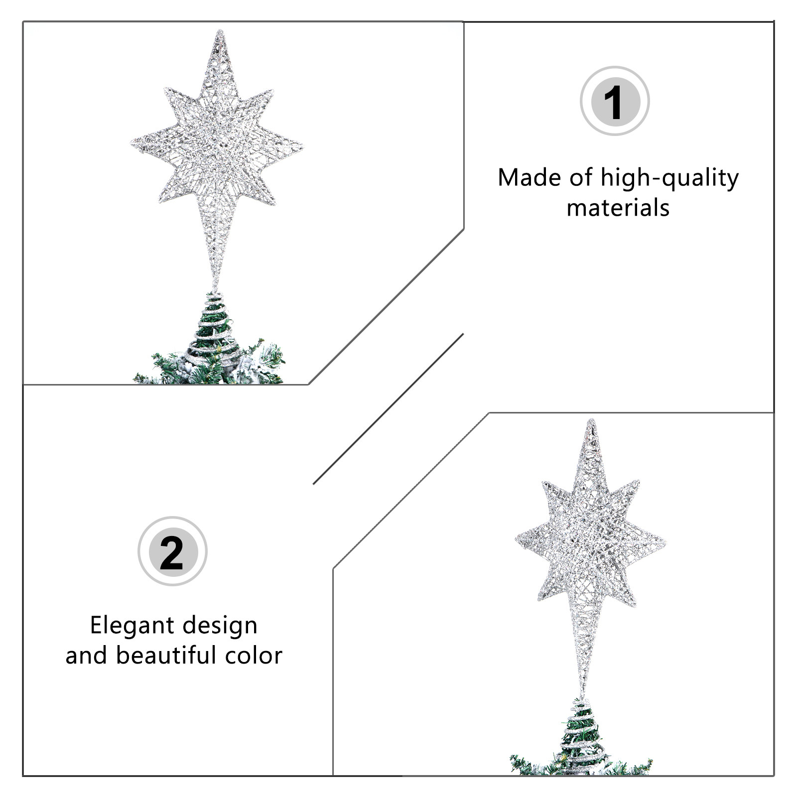 1Pcs Glittering Gold-Toned Eig - Star Tree Topper recensione e prezzo