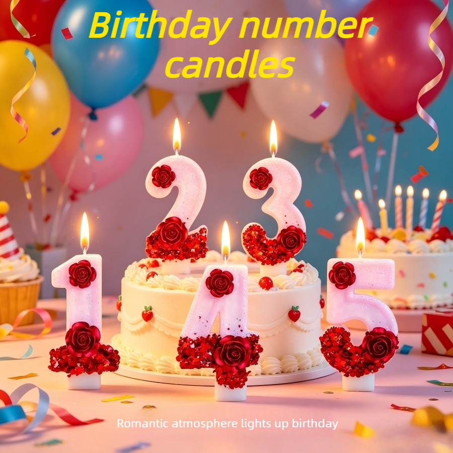 Number Pink Glitter Red Rose F - Holiday Candle Set recensione e prezzo