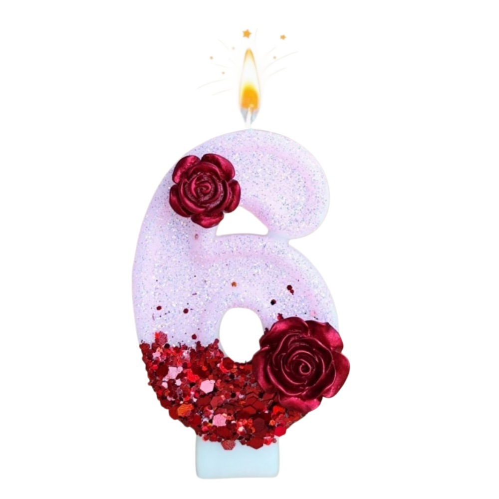 Number Pink Glitter Red Rose F - Holiday Candle Set recensione e prezzo