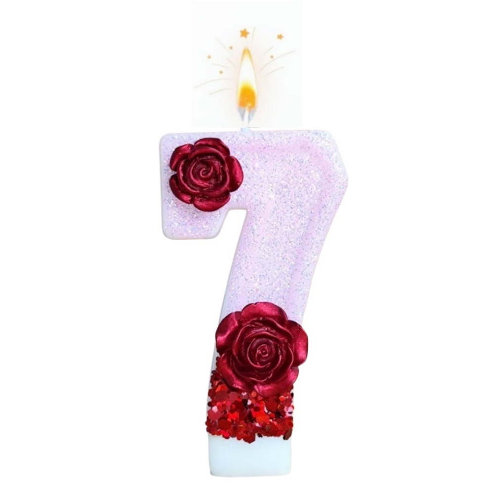 Number Pink Glitter Red Rose F - Holiday Candle Set recensione e prezzo