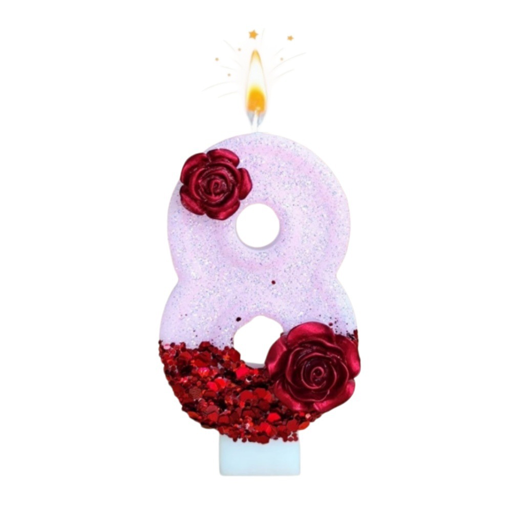 Number Pink Glitter Red Rose F - Holiday Candle Set recensione e prezzo